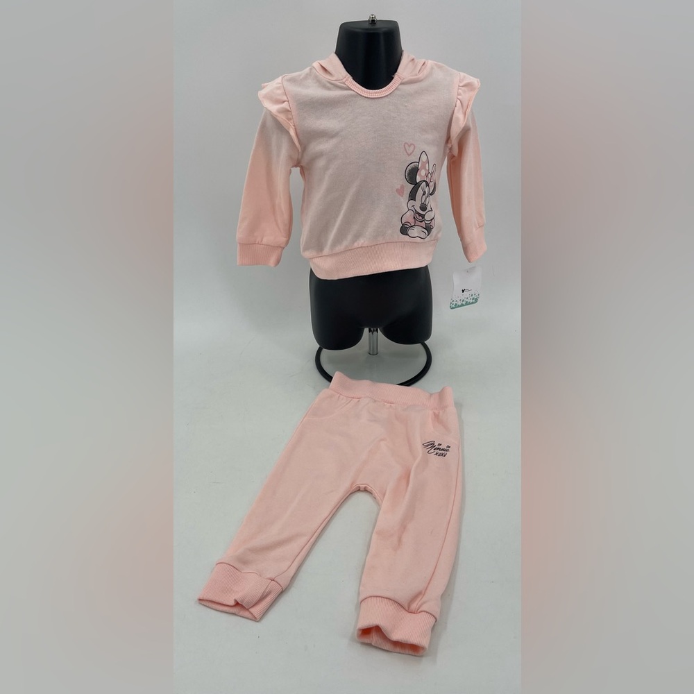 Disney Baby Minnie Mouse Pullover Hoodie & Pants Outfit Set Pink Girl’s Sz 6/9 M